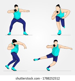 Collection of man doing exercise - Vector illustration