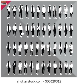 Collection of man silhouettes isolated on white background.Set of men silhouette vector illustration.Editable.Vector eps.Set of man vector.