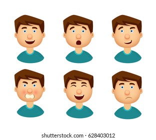 Collection of man with a variety of emotions. Vector illustration