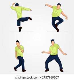 Collection of man and woman doing different dance poses - Vector illustration