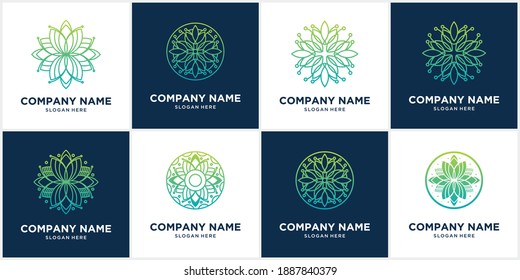 Collection of mandala with ornamental patterns of flowers and leaves.Vector relaxation patterns, mandalas, unique design in natural style