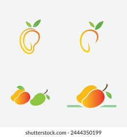 colección de logotipos y símbolos de frutas de mango perfecto para negocios, marca de frutería fresca, etc aislado en fondo gris