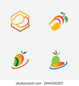 collection of mango fruit logos and symbols perfect for business,fresh fruit shop branding,etc isolated on gray background
