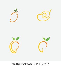 colección de logotipos y símbolos de frutas de mango perfecto para negocios, marca de frutería fresca, etc aislado en fondo gris