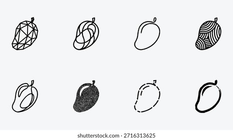 Colección de iconos de mango en diferentes estilos para el Diseño gráfico