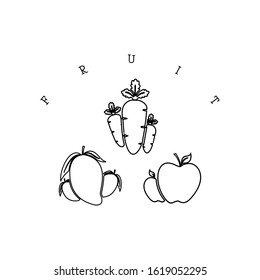 Collection of mangoes, carrots and apples vector design.
