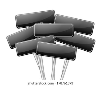 Collection of many black blank road signs vector