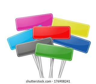 Collection of many colorful blank road signs vector