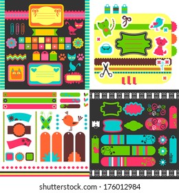 Collection of many cute scrapbook elements