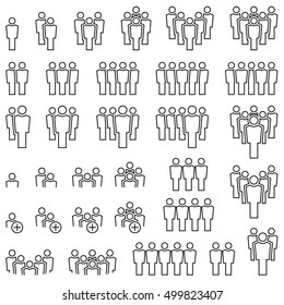 collection of many different icons showing typical teamwork or leading business situations