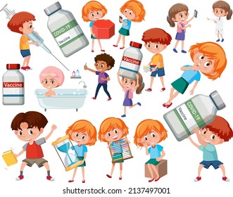 Collection of many kids doing different activities  illustration