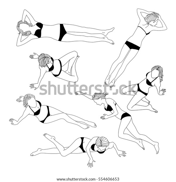 Collection Many Vector Silhouettes Women Different Stock Vector Royalty Free 554606653 2637