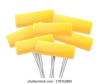 Collection of many yellow blank road signs vector