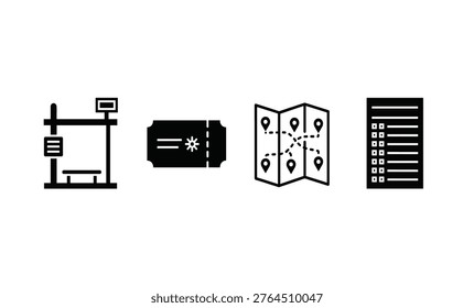 Collection of map and direction symbols