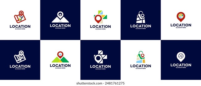 collection of map logo, location pin, direction, logo design vector.