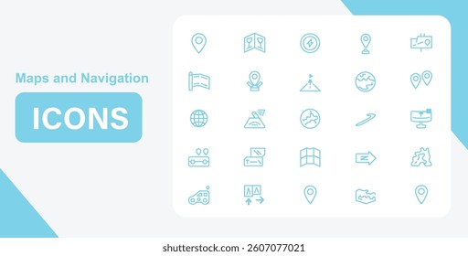 collection of maps and navigation icons for travel, direction, and location-based services. Perfect for gps, destination, and route planning applications and designs.
