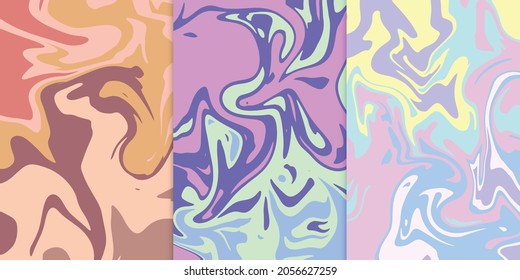 Collection of marble abstract patterns in multi colors for background wallpaper and isolated vector