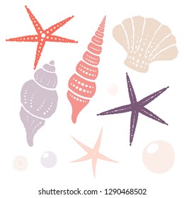 Collection of marine isolated vector design elements. Eps 10