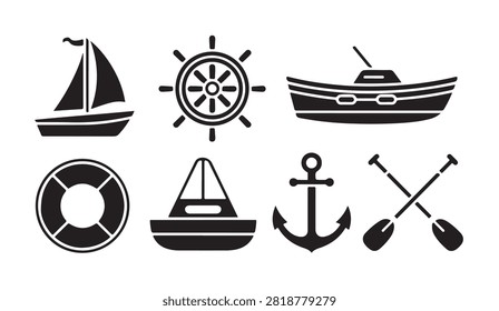 Collection of marine navigation tools and boating essentials, perfect for travel and adventure designs.