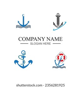 colección del logotipo de los emblemas retro marinos con ancla y cuerda, logotipo de ancla - vector