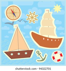 collection of marine stickers for kids