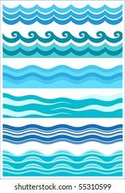 collection of marine waves, stylized design