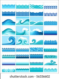 collection of marine waves, stylized design