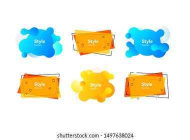 Collection for marketing design. Dynamical colored forms and dots. Gradient banners with flowing liquid shapes. Template for design of logo, flyer or presentation. Vector illustration