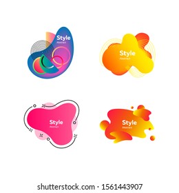 Collection for marketing design. Dynamical colored forms and dots. Gradient banners with flowing liquid shapes. Template for design of logo, flyer or presentation. Vector illustration