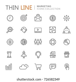 Collection of marketing thin line icons