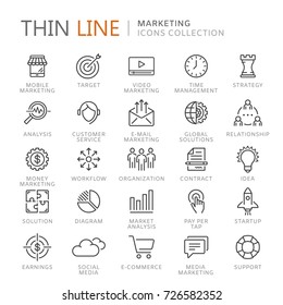 Collection of marketing thin line icons