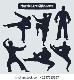 Collection of Martial art silhouettes in different poses