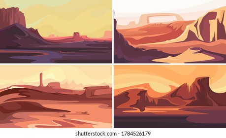 Collection of martian landscapes. Beautiful space sceneries.