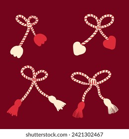 Collection of Martisor vector illustration clipart for March 1st day of spring. Perfect for poster, card, sticker. 



