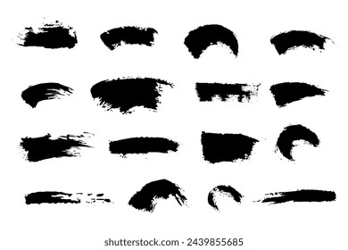 Collection of Mascara smears texture. Vector scribble black brush strokes set isolated on white