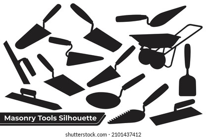 Collection of Masonry tools silhouettes