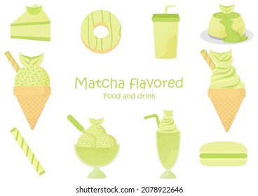 collection matcha flavored food and drink