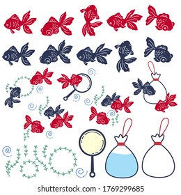 Collection of material of a Japanese style fish,

