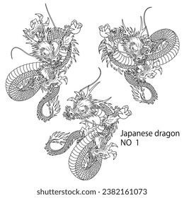 Una colección de materiales que representan dragones utilizando técnicas japonesas,