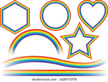 A collection of materials with the image of a rainbow