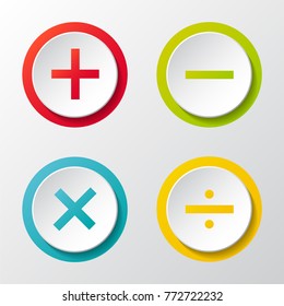 Collection Of Math Symbols - 3d Buttons. Vector.