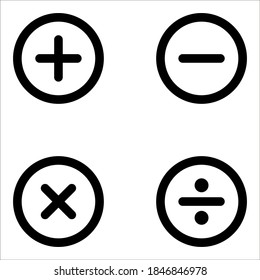 Collection of math symbols on background. icon vector color editable