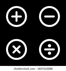 Collection of math symbols on background. icon vector color editable