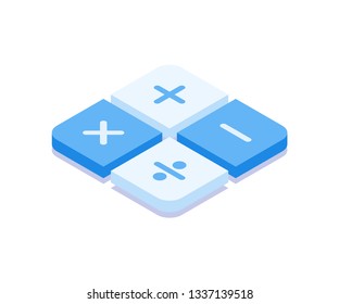 Collection of math symbols. Vector illustration in flat isometric 3D style.