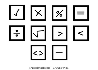 A collection of mathematical and programming symbols arranged in a grid