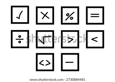 A collection of mathematical and programming symbols arranged in a grid