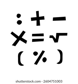 A collection of mathematical symbol icons with a Solid style