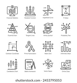 Collection of Mathematics Linear Icons 

