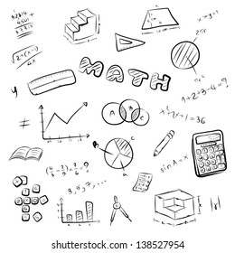 Collection Mathematics Symbol Equipment Hand Drawing Stock Vector 