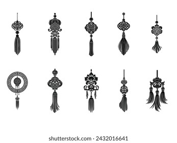 collection of maximalism chinese tassel knotting
